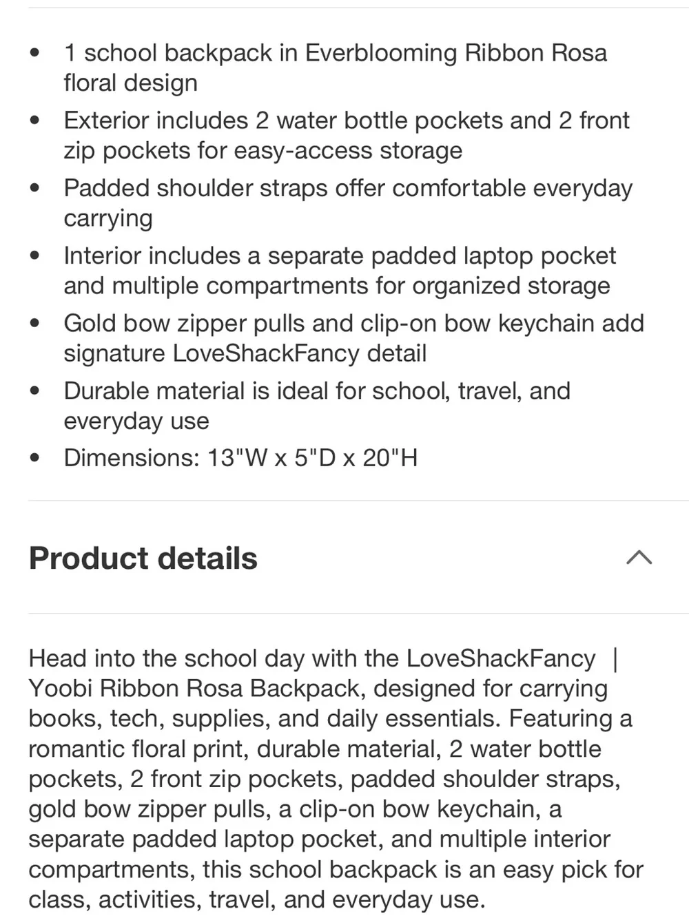 Sterling Dusk LoveShackFancy-Yoobi-Ribbon Rosa Backpack, Target